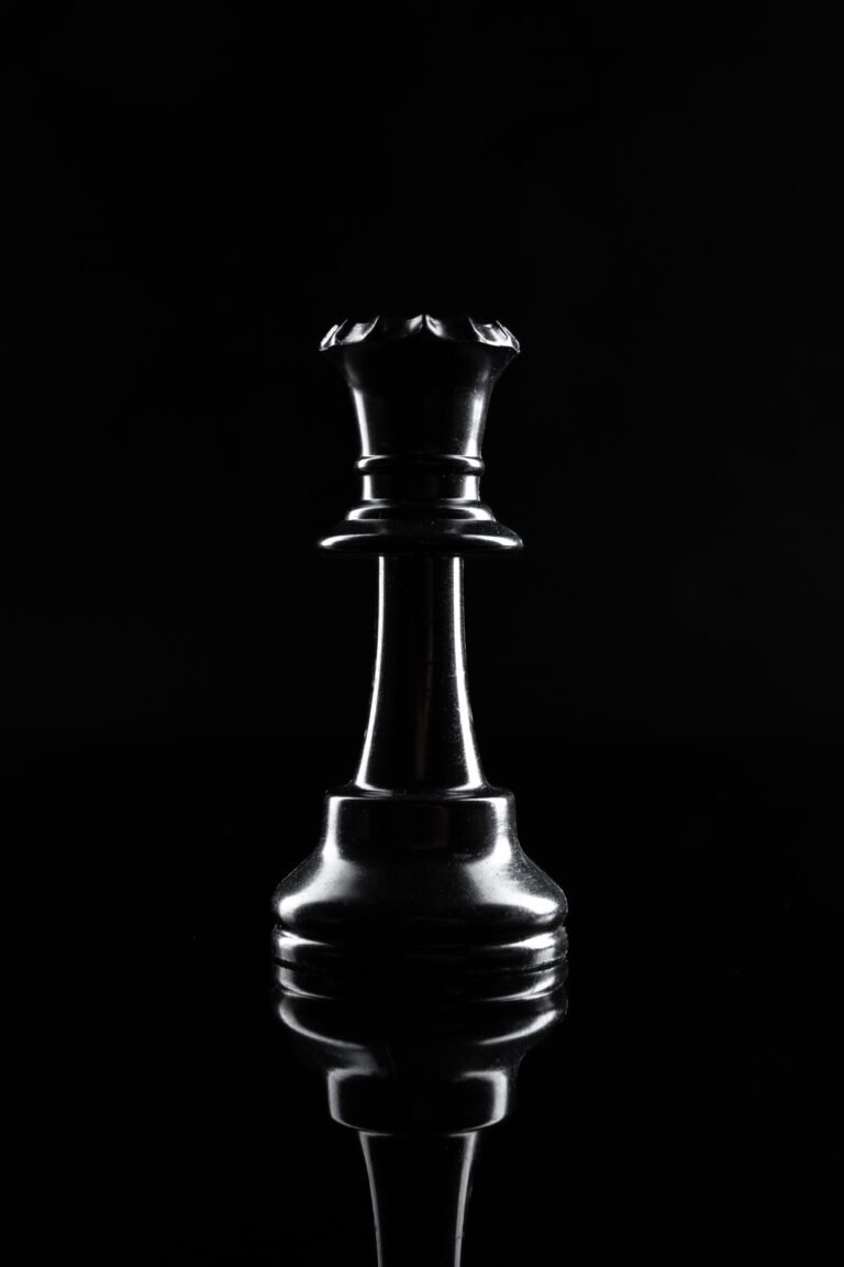 Chess figures on dark black background close up